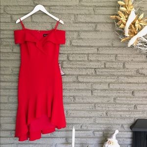 Off the Shoulder Asymmetrical Hem Party Dress
